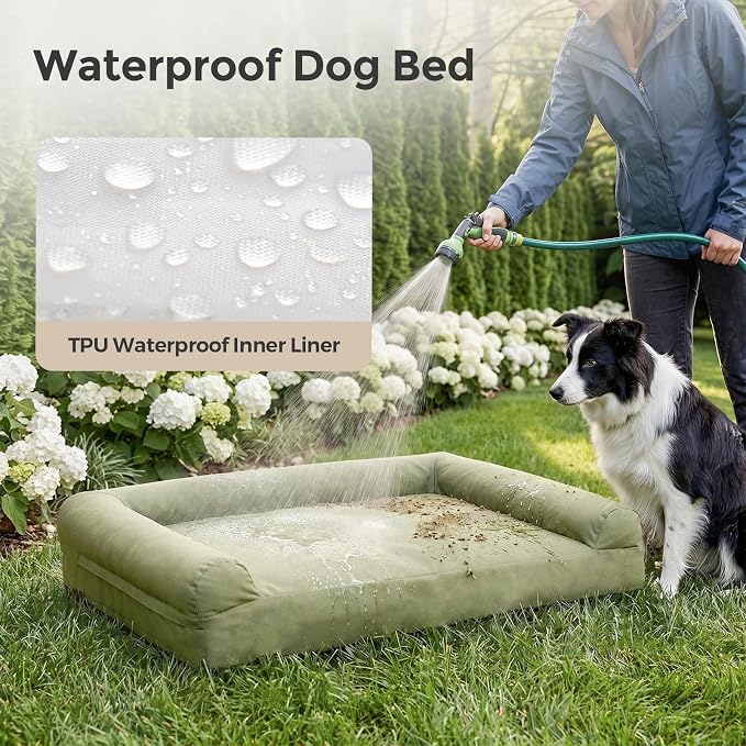 Sytopia 42 Inch Outdoor Waterproof Dog Bed for Extra Large Dogs, Washable Jacket-Grade Shell with Egg Crate Foam, Orthopedic Durable Bed for Patio, Deck, Ideal for Indoor Outdoor Use, Green - Image 3