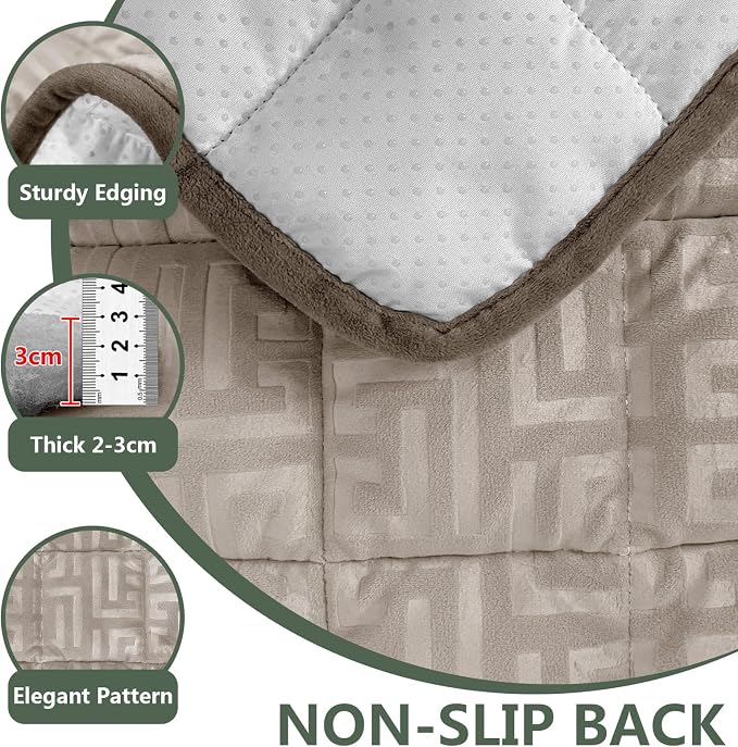 Paw Cart Couch Cover Caravan Quilted Sofa Topper Greek Key Pattern Washable Non Slip Soft Pet Protector for Any Type of Couch (Taupe,W 35“ x D 35” 1 Piece) - Image 4