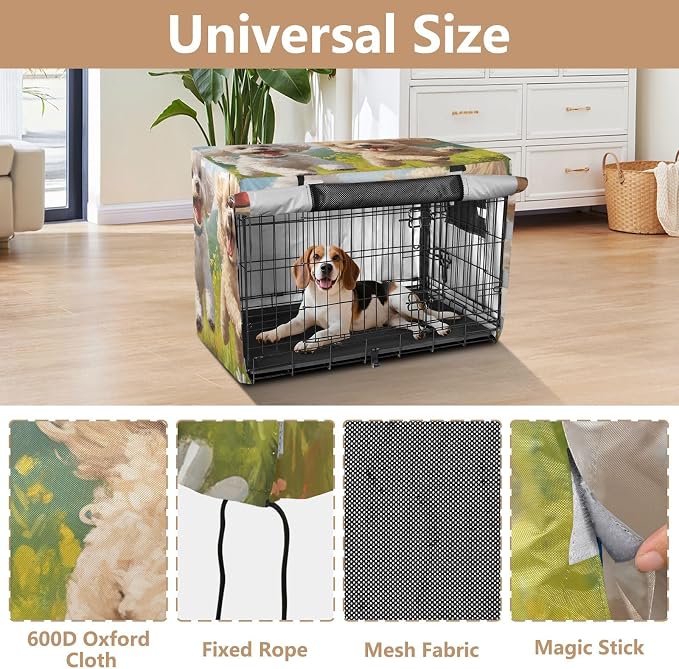 Dog Crate Cover Kennel Cover for Dog Cages Breathable for Wire Cage Indoor Outdoor Poodle Dogs Spring Daisy - Image 4