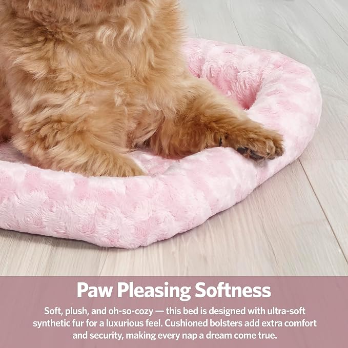 MidWest Homes for Pets QuietTime Fashion XS Dog Bed - Pink Faux Fur Bolster, Ultra-Soft and Machine Washable, Fits 22-Inch Crates and Carriers, for Small Dogs and Cats - Image 5