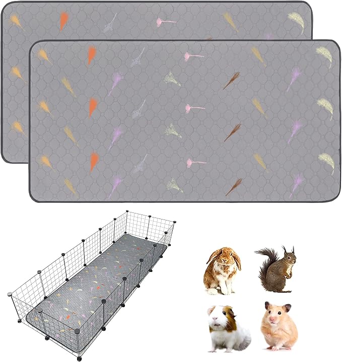 2Pcs Guinea Pig Cage Liners,Guinea Pig Fleece Cage Liners24''X72'' Super Absorbent Washable Pee Pads Reusable for Rabbit Hamster Chinchilla by LWYMX