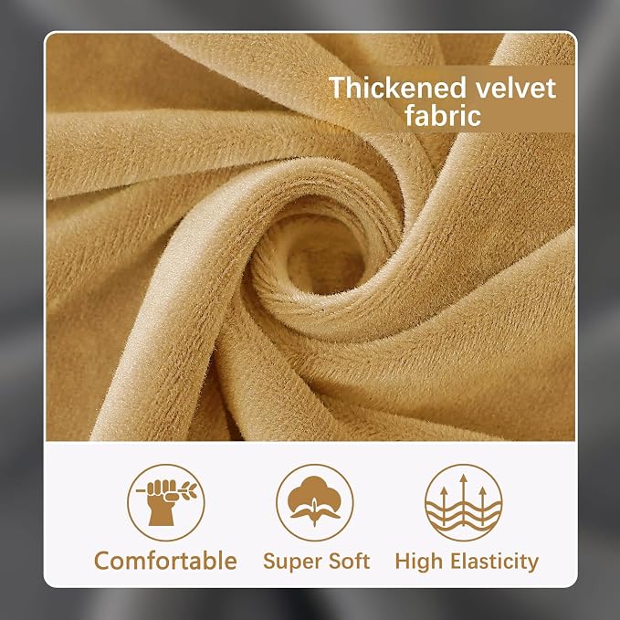 hyha Velvet Couch Cushion Covers, Sofa Covers for 2 Cushion Couch Washable | Soft Plush Sofa Slipcover, Elastic Bottom, Non-Slip Wear Resistant Furniture Protector, Ideal For Pets & Kids, 2 Pcs - Image 3