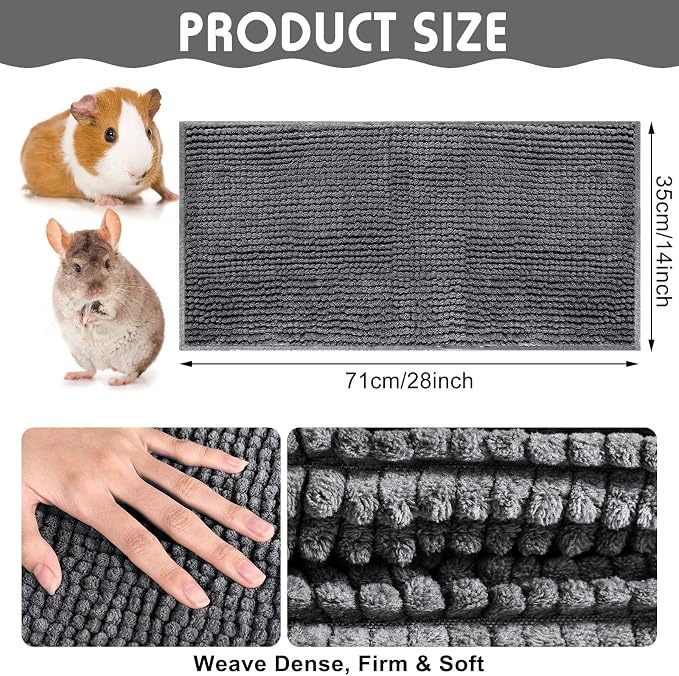 Amylove 4 Pcs Guinea Pig Cage Liner 14 x 28 Inch Washable Chenille Pee Pads Pet Dog Cat Bedding Training Mat Reusable for Small Animals Puppy Bunny Hamster Chinchilla - Image 2