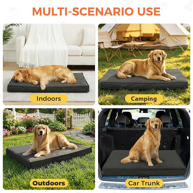 Outdoor Dog Bed for Medium Sized Dogs, Waterproof Dog Bed Medium, 30x20x3 Inch, Orthopedic Dog Bed with Removable Washable Cover, Flat Rectangle Egg Crate Foam Pet Bed for Outside, Dark Grey - Image 7