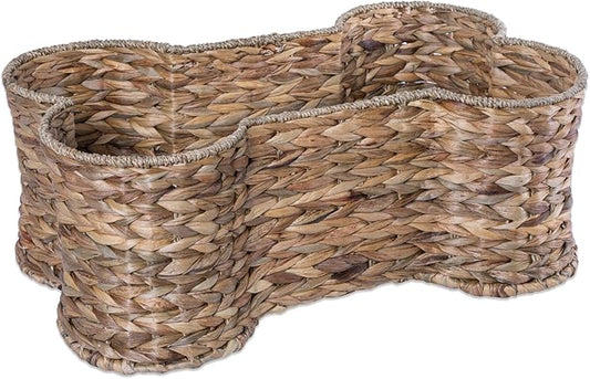 Bone Dry Pet Storage Collection, Bone Shape Hyacinth Toy Basket, Natural, Medium - 21x13x8" by BoneDry