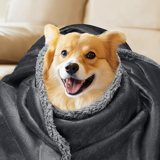 Luciphia Waterproof Pet Blanket, Liquid Pee Proof Dog Blanket for Sofa Bed Couch, Reversible Sherpa Fleece Furniture Protector Cover for Small Medium Large Dogs Cats, Dark Gray X-Large（85" x 57"） - Image 9