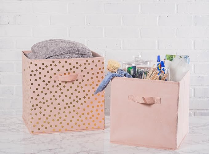 DII Collapsible Storage Organizer Bin, Small, 11" Cube, Pink, 2 Count - Image 4