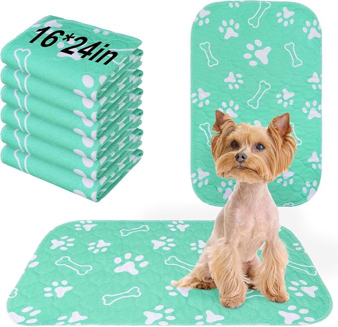 BEAUTYZOO 6 Pack Washable Pee Pads for Dogs, Reusable Puppy Pads for Potty Training, Waterproof Super Absorbent Whelping Pads Mats Non Slip Against Urine for Small Medium Dogs Cats, 16" x 24" by BEAUTYZOO