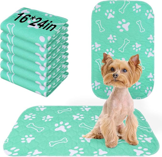 BEAUTYZOO 6 Pack Washable Pee Pads for Dogs, Reusable Puppy Pads for Potty Training, Waterproof Super Absorbent Whelping Pads Mats Non Slip Against Urine for Small Medium Dogs Cats, 16" x 24" by BEAUTYZOO