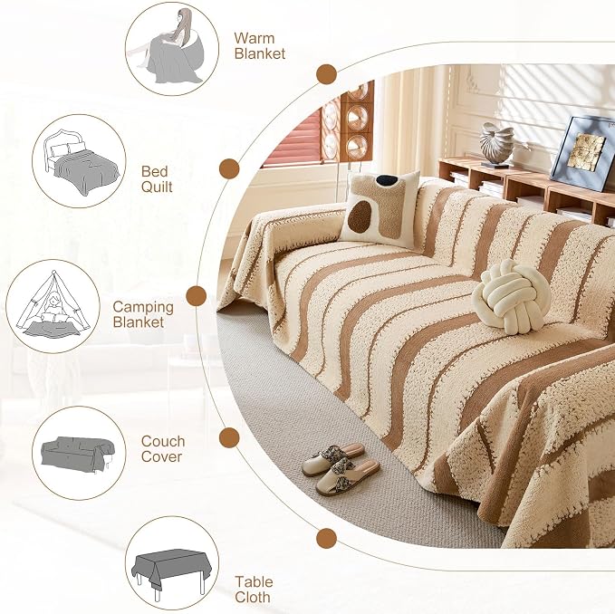 Sherpa Fleece Oversized Couch Cover for 3-4 Cushion Sofa, Gray 71" x 150" - Pet Proof Sofa Covers Heavy Duty Scratch Resistant Pet Friendly Furniture Cover - Easy Install, Machine Washable - Image 4