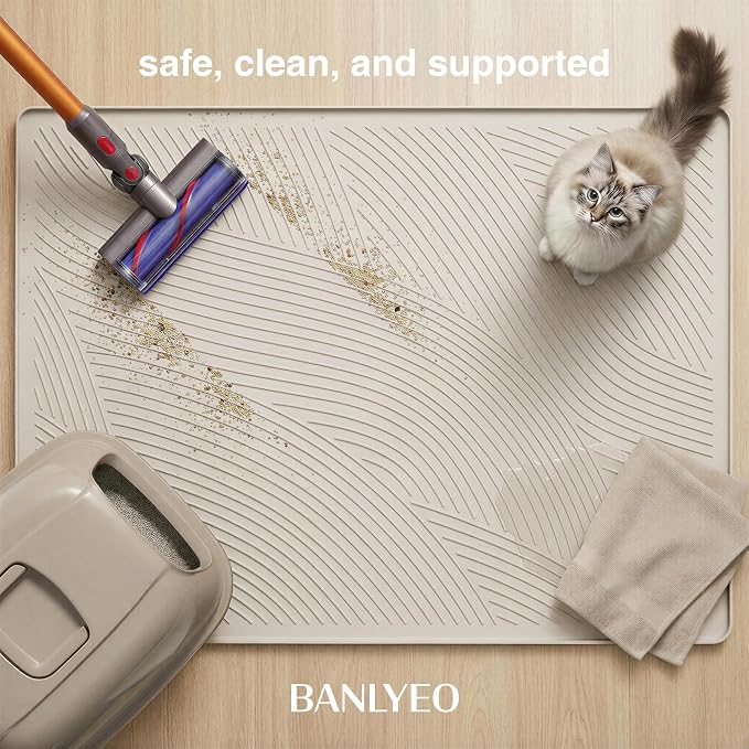 Cat Litter Box Mat - SM Small Medium Size 24 x 17 in, Water Proof, Kitty Litter Trapping Mat, Easy to Clean, Scatter Control, Odorless, Pet Supplies for Indoor Cats, Warm Beige - Image 6