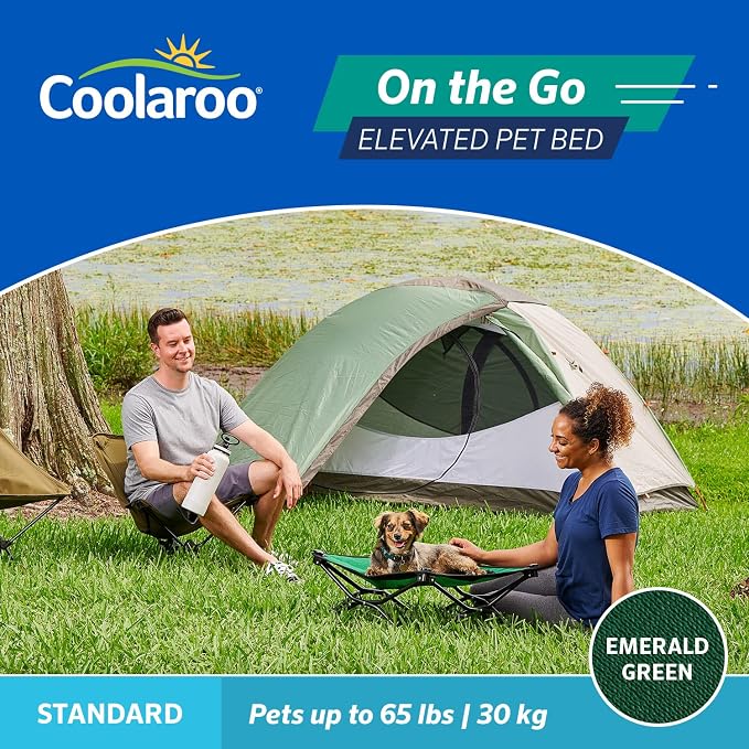 Coolaroo On-The-Go Elevated Dog Bed - Foldable Pop-Up Travel Dog Bed with Breathable, Moisture-Resistant Fabric, Carry Bag Included, Lightweight & Portable, Emerald Green, Standard - Image 5