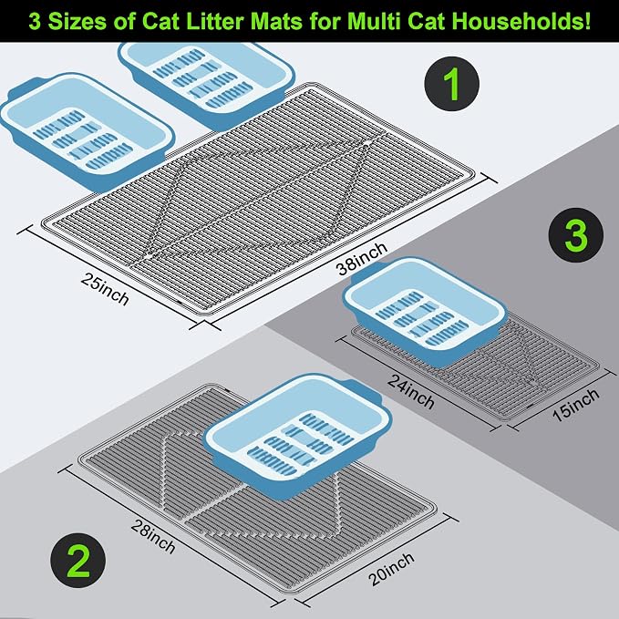 Mofason Rubber Large Cat Litter Mat - Black Silicone Kitty Litter Box Mat | Washable & Waterproof 28"x20" Silicone cat litter mat trapping catcher mat; kitty cat litter box rug catcher mat easy clean - Image 3