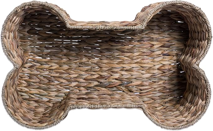 Bone Dry Pet Storage Collection, Bone Shape Hyacinth Toy Basket, Natural, Medium - 21x13x8" - Image 2