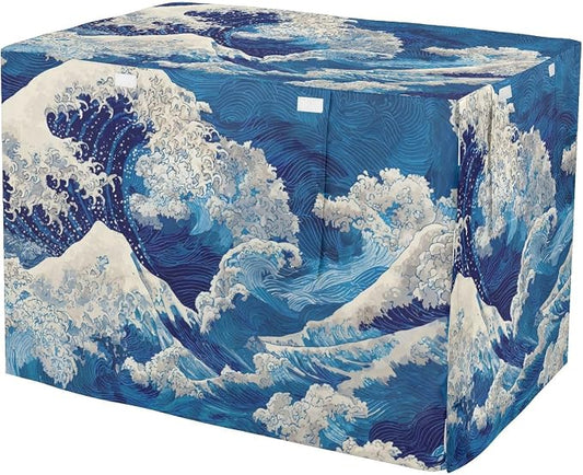 Dog Crate Cover Kennel Cover for Dog Cages Breathable for Wire Cage Indoor Outdoor Deep Blue Sea Waves by QwThum
