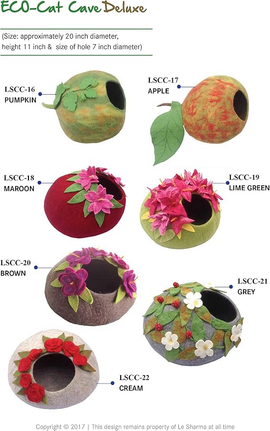 Deluxe Felt Cat Cave Bed, Eco-Friendly Handmade 100% Natural Wool Cat Bed Cave, Makes Great Covered Cat House or Cozy Cat Hideaway, Wool Cat Caves for Indoor Cats and Kittens (Lotus/Red) - Image 5