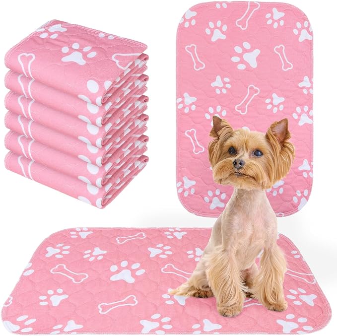 BEAUTYZOO 6 Pack Washable Pee Pads for Dogs, Reusable Puppy Pads for Potty Training, Waterproof Super Absorbent Whelping Pads Mats Non Slip Against Urine for Small Medium Dogs Cats, 16" x 24" by BEAUTYZOO