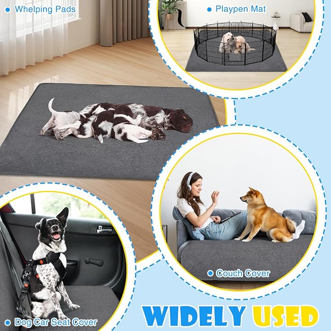 2 Pack Extra Large Washable Pee Pads for Dogs 72"x72" Reusable Dog Mat for Floor Non-Slip Waterproof Pee Pads for Dogs Fast Absorbent Pet Whelping Pads Puppy Playpen Mat for Incontinence, Housebreak - Image 8