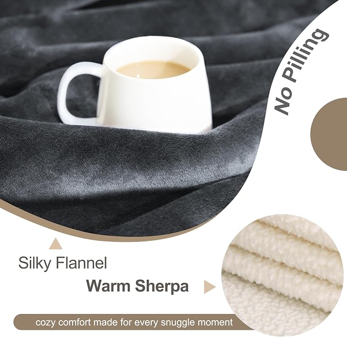 gogobunny Dog Blanket, Waterproof Reversible Sherpa Fleece Throw Blanket, Furniture Cover for Bed, Couch, Sofa Protection from Liquid Pee and Pet Fur of Puppy, Cat (Dark Grey, 30x70 inches) - Image 5