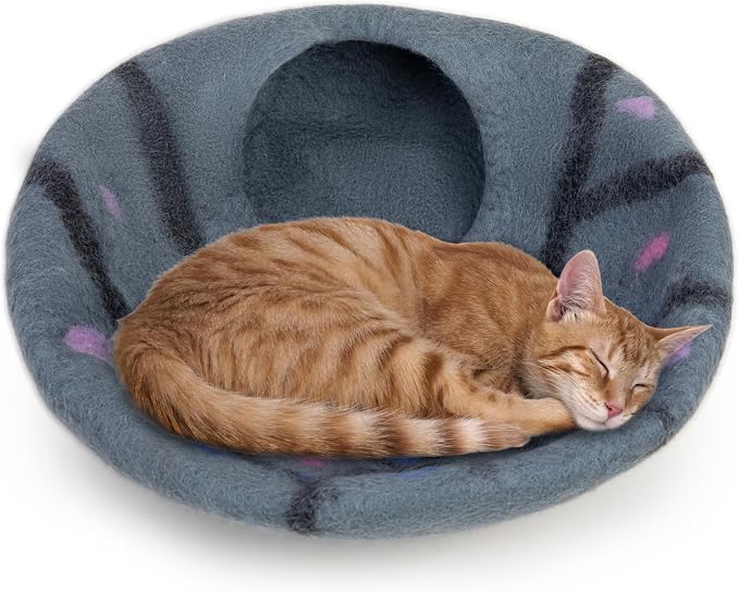 Woolygon Premium Felt Cat Cave Bed – Wool Kitty Beds Handcrafted Kitten Caves Bed for Indoor Cats - Made from Merino Wool, Foldable Cat Hideaway Covered Cat House Pod (Enchanted) - Image 4
