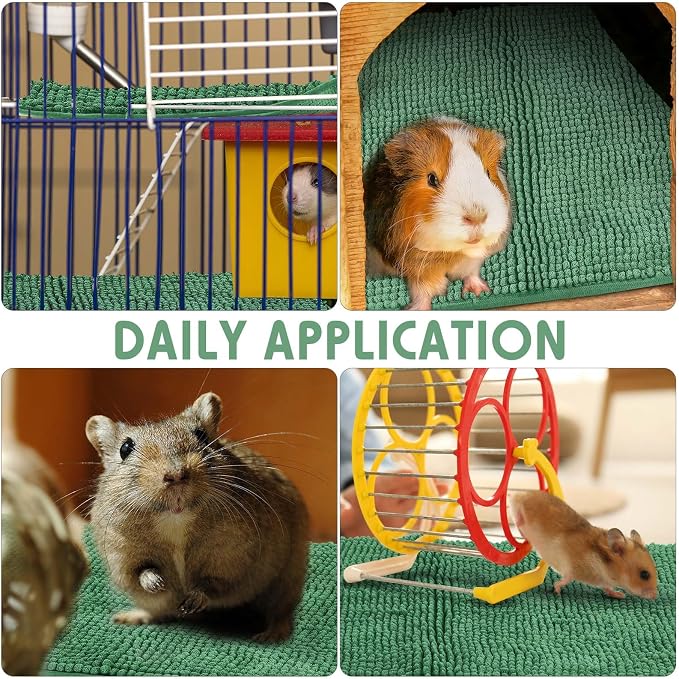 Amylove 4 Pcs Guinea Pig Cage Liner 16 x 24 Inch Washable Chenille Pee Pads Pet Dog Cat Bedding Training Mat Reusable for Small Animals Puppy Bunny Hamster Chinchilla - Image 6