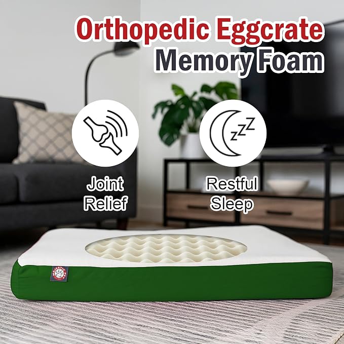 Majestic Pet 48x34x3 Inch Green Orthopedic Memory Foam Rectangle Dog Bed – Large Size Crate Dog Bed for Dogs with Joint Pain, Arthritis – Durable Pet Mattress with Egg Crate Foam, Washable Cover - Image 2