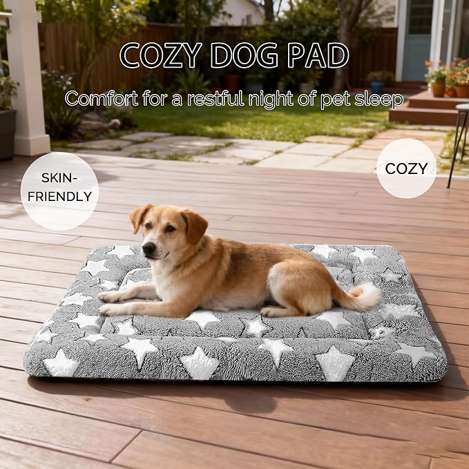 Dog Bed Mat, Reversible Crate Pad & Durable Dog Bed - Machine Washable Kennel Mat with Ultra Soft for Medium Dogs (Cool/Warm), 30" x 20", Grey&Star - Image 4