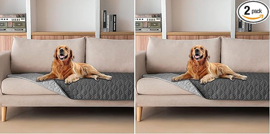 gogobunny 3X Stronger Waterproof Pet Blanket, Scratch Proof Furniture Protector for Dogs Cats, Reversible Cover 30x70 Inch, Dark Grey/Light Grey (Pack of 2) by gogobunny