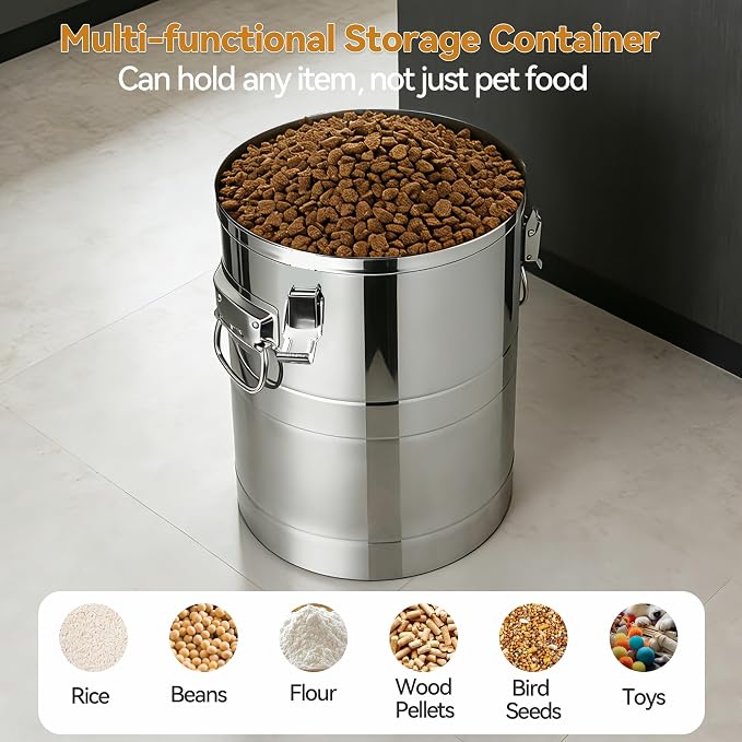 Newget 45 Lbs Stainless Steel Dog Food Storage Container, Large Airtight Pet Food Storage Bin with Lid to Keep Fresh, Metal Container with Scoop for Dog, Cat, Bird Seed, Rice, Grain & Kitchen Pantry - Image 5