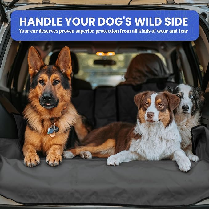 4Knines Split Cargo Liner for SUV – For Dogs & Pets, Heavy-Duty, Waterproof Trunk Mat & Cargo Cover – Fits 60/40 Split Bench & Armrest Pass-Through – Machine Washable, Non-Slip, Durable (Large, Black) - Image 8