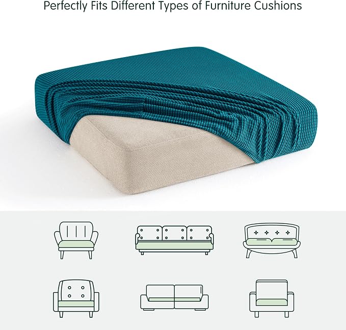 CHUN YI 2Piece Stretch Couch Cushion Covers, Sofa Seat Slipcovers for Pets, Suitable for Armchair Loveseat Sofa with Spandex Jacquard Washable Fabric (2Piece,Teal) - Image 6
