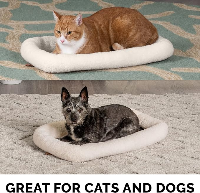 Furhaven Dog Bed for Large Dogs, 100% Washable, Sized to Fit Crates - Sherpa Fleece Bolster Crate Pad - Cream, Jumbo/XXL - Image 13