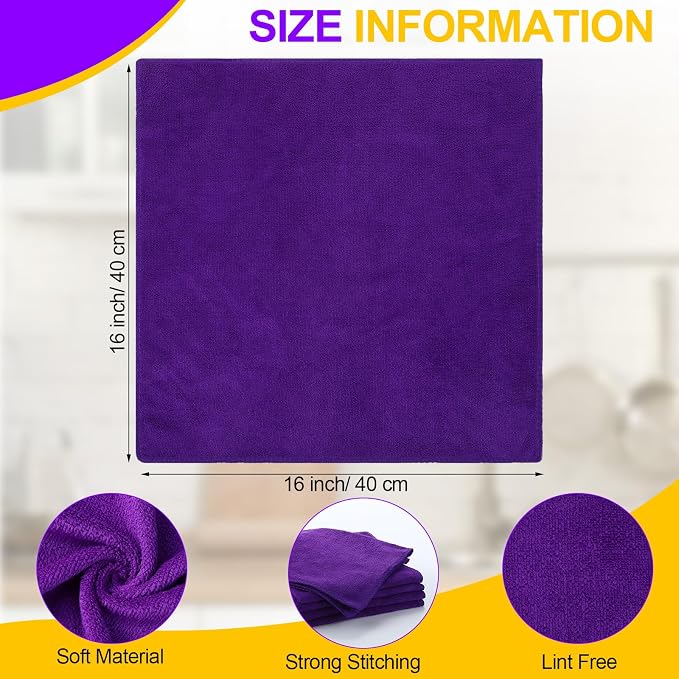 Nuenen 60 Pcs Microfiber Cleaning Cloths for Cars 16 x 16 Inch Ultra Absorbent Car Towels Drying Reusable Cleaning Supplies House Kitchen Window Microfiber Towel (6 Color) - Image 3