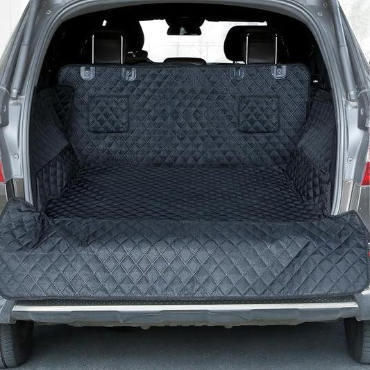 PETICON SUV Cargo Liner for Dogs, Trunk Cover with Bumper Flap Protector | Waterproof Pet Cargo Cover with Side Flaps, Dog Car Seat Cover with Non-Slip Mat, Prevents Scratches, Pet Hair, Mud, and Dirt by PETICON