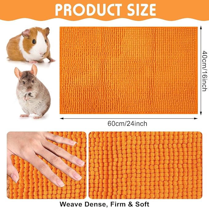 Amylove 4 Pcs Guinea Pig Cage Liner 16 x 24 Inch Washable Chenille Pee Pads Pet Dog Cat Bedding Training Mat Reusable for Small Animals Puppy Bunny Hamster Chinchilla - Image 2