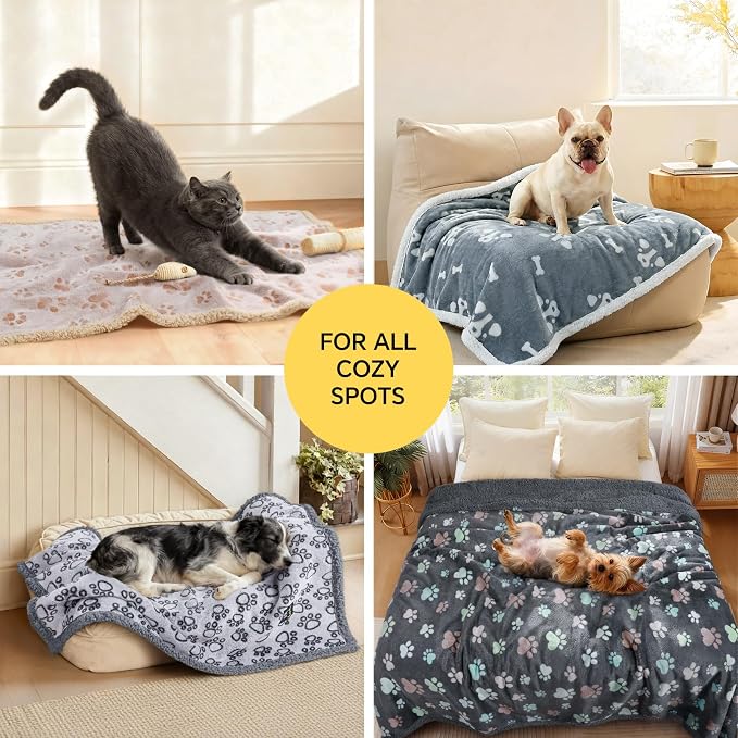 Luciphia Waterproof Pet Blankets Whith Paw Print for Couch Sofa Bed Cover, Liquid Pee Proof Soft Fluffy Dog Blanket Washable, Reversible Furniture Protection Puppy Cat, Khaki, X-Large（85" x 57"） | Soft Print Pet Blanket Washable Pee Proof, Furniture Pr... - Image 4