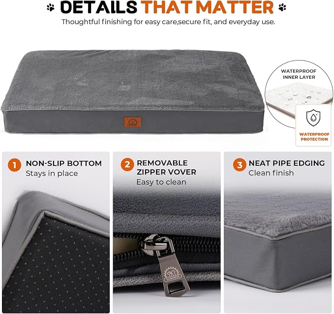 Dog Bed Covers Replacement Washable, Soft Removable Cover Zippered for Pets | Extra Large Waterproof Pet Bed Cover, Easy to Clean, Soft Plush Dog Bed Sheets 44x32x3 Inch, Replacement Cover Only - Image 3