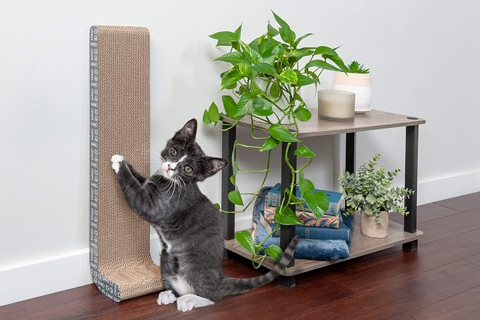 Furhaven 2-Pack Scratching Boards w/ Catnip & Wall-Mounting Hooks for Indoor Cats, Reversible - Wall-Mounted Corrugated Cat Scratchers - Gray/White Print, Standard/2-Pack - Image 3