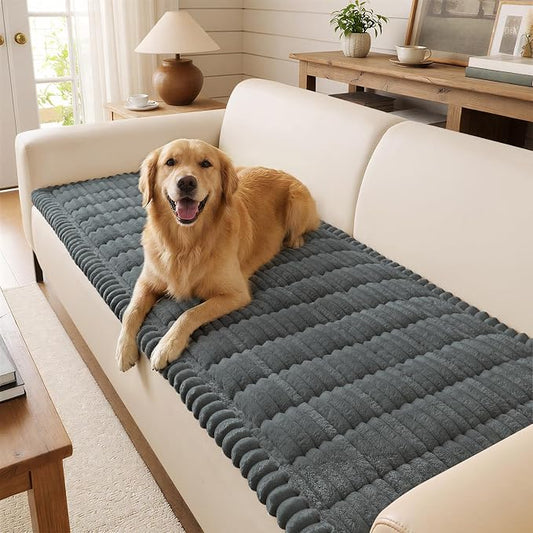 decorUhome Couch Cover for Dogs, Non Slip Fuzzy Thick Pet Sofa Protector | Pet Friendly, Soft Fabric, Couch Covers for Sofa, Machine Washable, Fits 2-Cushion Sofa/Loveseat, Dark Grey, 27.6" x 59" by decorUhome