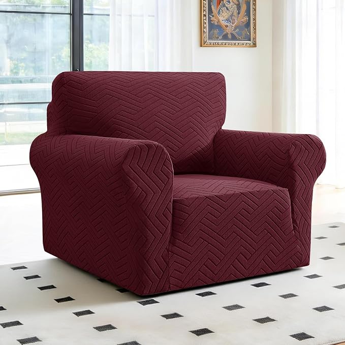 Stretch Sofa Cover Non-Slip Washable Furniture Protector | Stretch, 31"-46".Soft, Non Skid Foam, Elastic Bottom, Machine Washable, for Kids & Pets, Couch & Sofa, Wine Red - Image 2