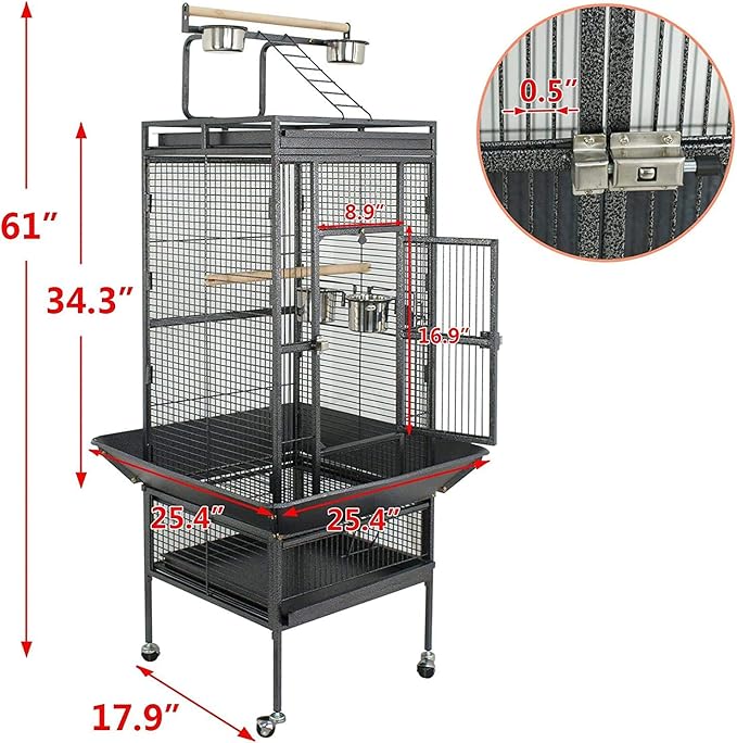 Nova Microdermabrasion 61 Inches Large Bird Cage Play Top Parrot Cockatiel Parakeet Chinchilla Macaw Cockatoo Cage W/Stand Perch Pet Supplies - Image 3