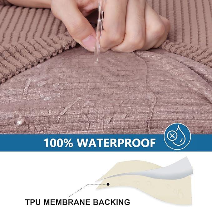 hyha Waterproof Couch Cushion Covers for Pets, Non Slip Sofa Seat Cover | Stretch Jacquard Fabric, Elastic Bottom, Non Slip Fit, Waterproof Protection, Pet Hair Protection (1 Piece for Backrest M) - Image 3