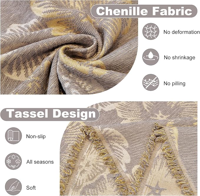ROOMLIFE Boho Couch Covers for Sofa Washable for 3 Cushion Couch Chenille | Furniture Protector Sofa Couch Cover for Dogs, Soft Breathable Sofa Slipcover, Couch Throw Blankets with Tassels 71''X134'' - Image 3