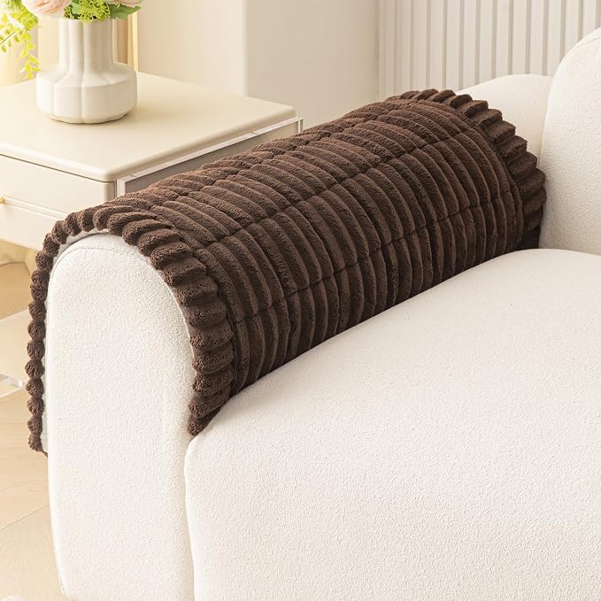MEETSKY Couch Cover for Sofa, Soft Couch Armrest Covers for Sofa Pet Friendly, Thick Couch Protector Recliner Chair Arm Protector Washable, Chocolate, 27.6" x 27.6" by MEETSKY