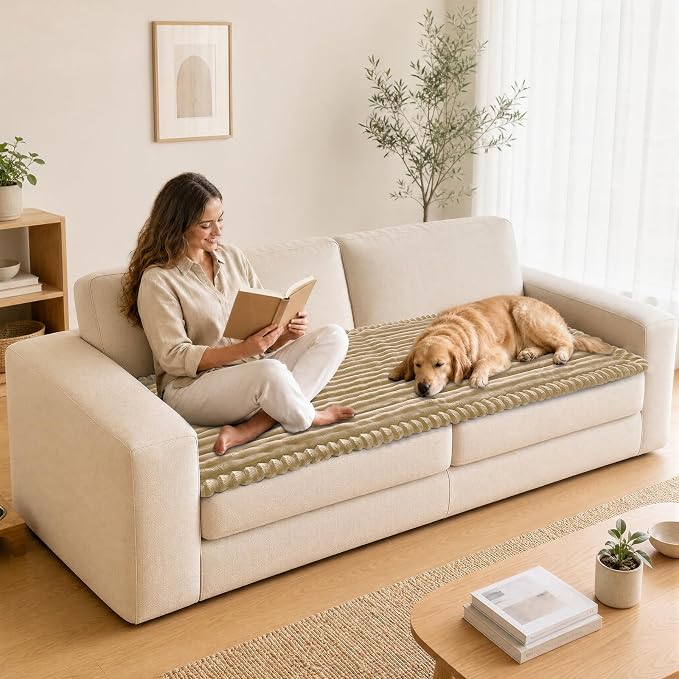 NAISI Pet Couch Covers for Sofa with Thick Filling and Non-Slip Bottom Sectional Sofa Covers Washable Friendly for Pets(1pc/27.5"x 70.8",Camel) - Image 5