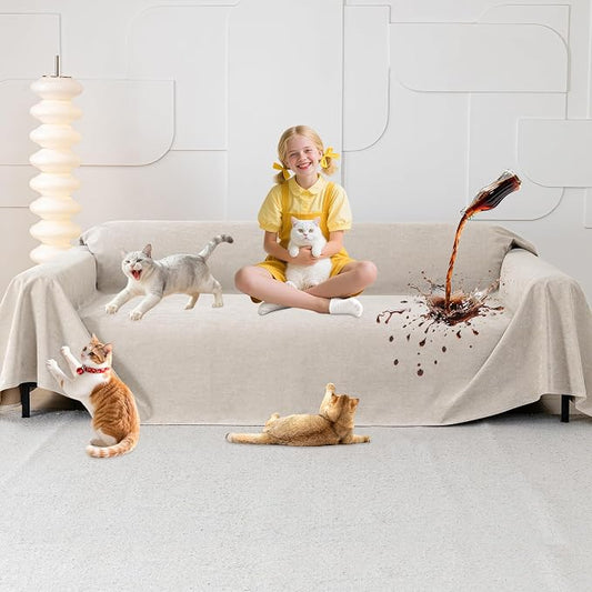 Loiion Cat Scratch Proof Furniture Protector Waterproof Sofa Cover 150"x71" | Pet-Friendly Couch Protector, Anti-Scratch & Anti-Slip Sofa Cover For Cats Dogs Kids, Machine Washable by Loiion