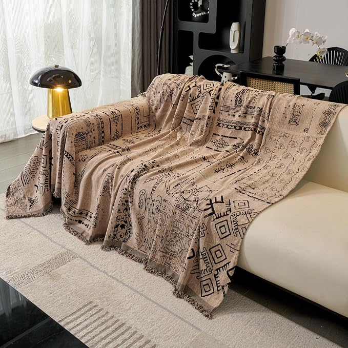Aztec Boho Couch Cover for 3 Cushion Sofa, Vintage Western Coffee Reversible Couch Cover Sectional L Shape, Farmhouse Home Decor Chenille Non Slip Washable Large Couch Protector for Dogs 71"x118" - Image 6