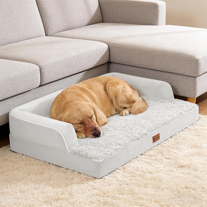 Waterproof Orthopedic Dog Bed for Large Dogs, 36x27in, Grey White | Orthopedic Foam Relieves Joint Pressure, Bolsters Supports Head And Neck, Washable Cover, Non-Slip Bottom - Image 9