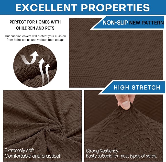 XINEAGE 2026 New 3 Pieces Couch Covers for 2 Extra Large Cushion Sofa Super Stretch Sofa Cover for 2 Large Seat Cushion Universal Loveseat Slip Cover for Living Room (Coffee), 71"-91"(2 Cushions) - Image 5