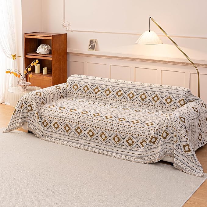 ROOMLIFE Couch Cover 3 Cushion Sofa, Washable Non Slip Furniture Sofa Protector Cover, Soft Chenille Sofa Slipcovers Sectional L Shape Dogs Couch Cover Throw Blanket with Tassels 71''X134'' by ROOMLIFE